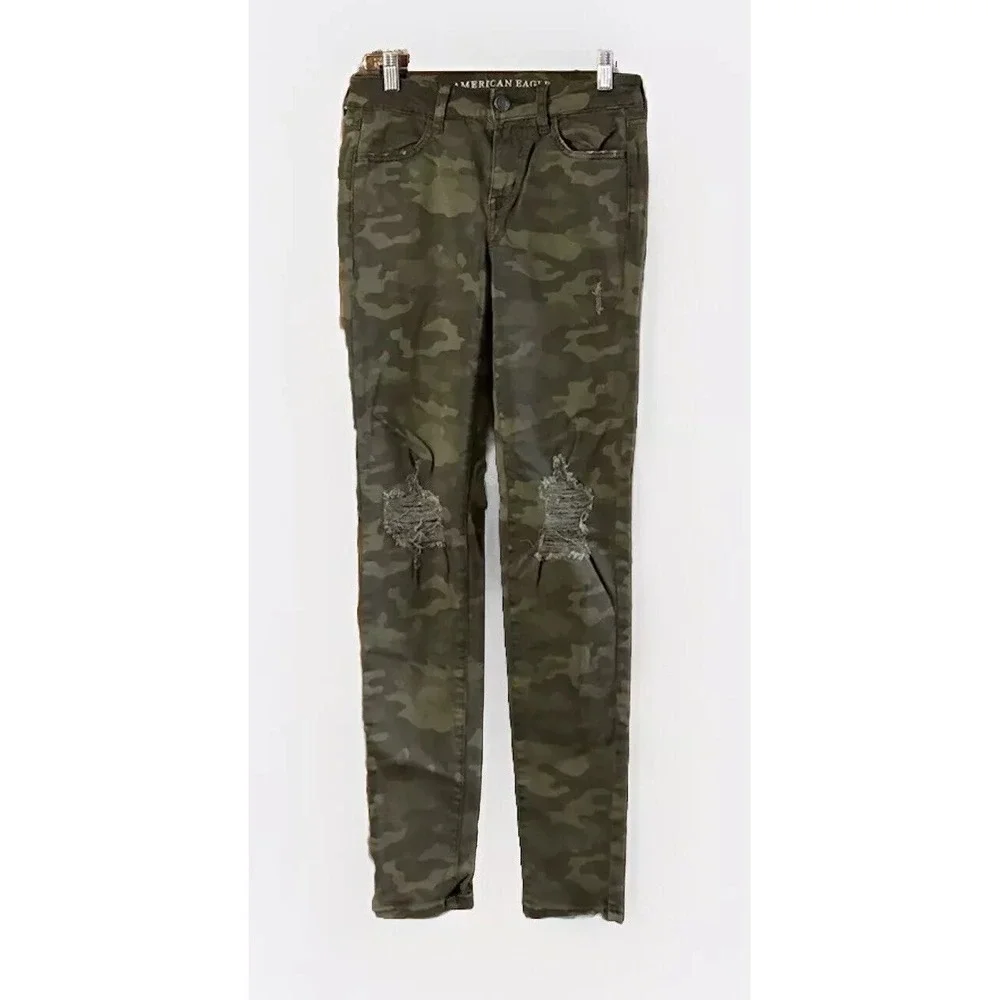 AMERICAN EAGLE Women's Camouflage Jegging Jeans Pants Sz 4 EC SUPER STRETCH X‎